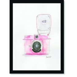 Quadro Poster Pop Art Maquina fotografica rosa