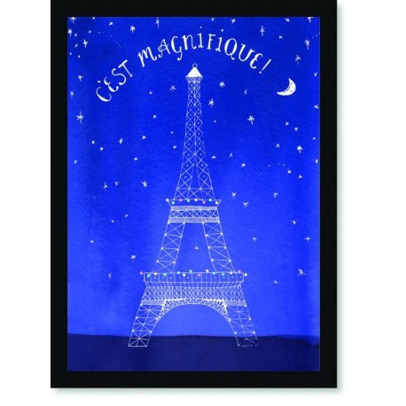 Quadro Poster Pop Art Torre Eifell Azul