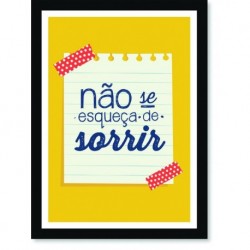 Quadro Poster Frase Não se esqueça de sorrir