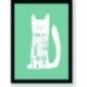 Quadro Poster Pop Art Cat Coffee