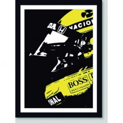 Quadro Poster Carros Senna Preto Amarelo
