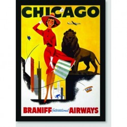 Quadro Poster Propaganda Chicago Braniff Airways