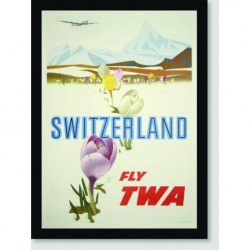 Quadro Poster Propaganda Switzerland Fly Twa