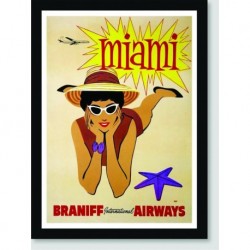 Quadro Poster Propaganda Miami Fly Braniff Airways