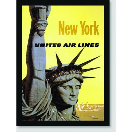 Quadro Poster Propaganda New York Fly United Air Lines