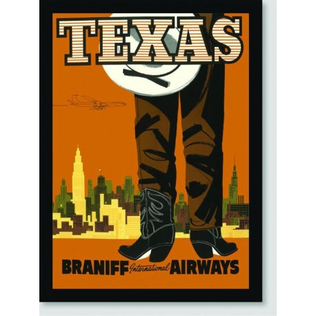 Quadro Poster Propaganda Texas Fly Braniff