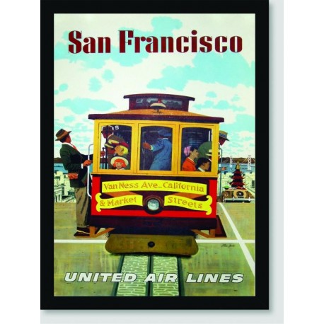 Quadro Poster Propaganda San Francisco Fly United Air Lines