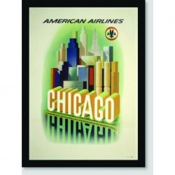 Quadro Poster Propaganda Chicago Fly American Airlines