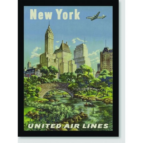 Quadro Poster Propaganda New York Fly United Air Lines 01