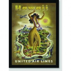 Quadro Poster Propaganda Hawaii Fly United Air Lines