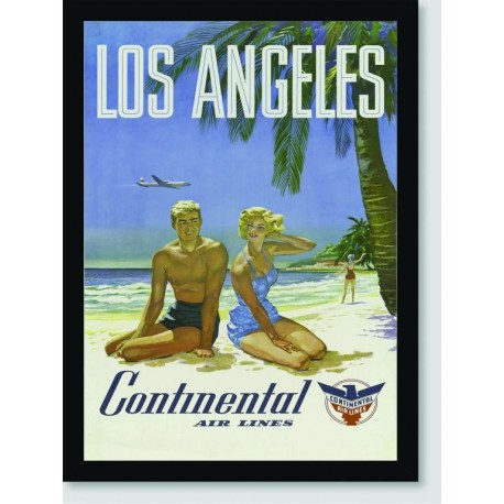 Quadro Poster Propaganda Los Angeles Fly Continental Air Lines