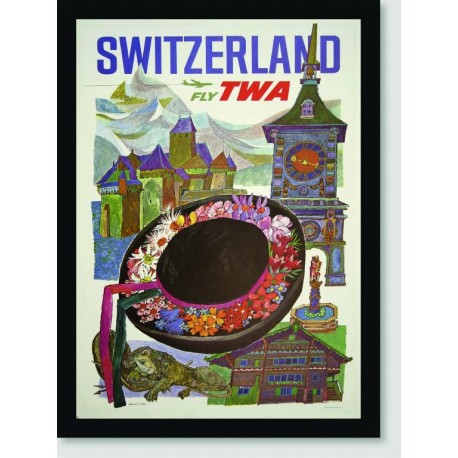 Quadro Poster Propaganda Switzerland Fly Twa 02