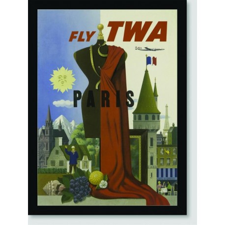 Quadro Poster Propaganda Paris Fly Twa 01