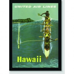 Quadro Poster Propaganda Hawaii Fly United Air Lines 01