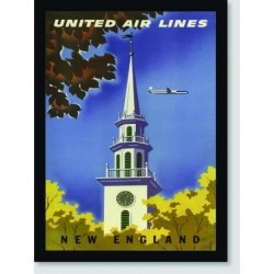 Quadro Poster Propaganda New England Fly United Air Lines
