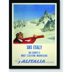 Quadro Poster Propaganda Ski Italy Fly Alitalia Airlines