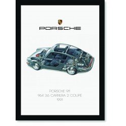 Quadro Poster Porsche 911 1991 964 Carrera 2 Coupe