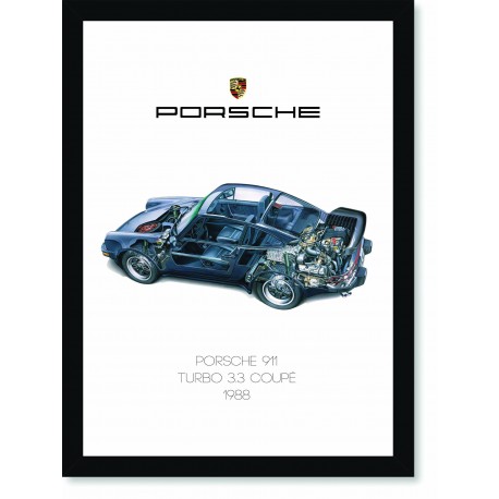 Quadro Poster Porsche 911 1988 Turbo Coupe