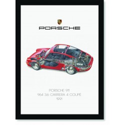 Quadro Poster Porsche 911 1991 964 Carrera 4 Coupe