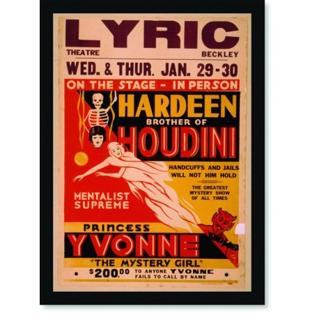 Quadro Poster Propaganda Hardeen Brother of Houdini