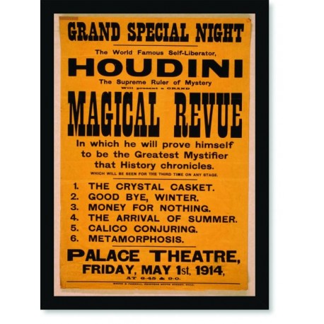 Quadro Poster Propaganda Houdini Magical Revue