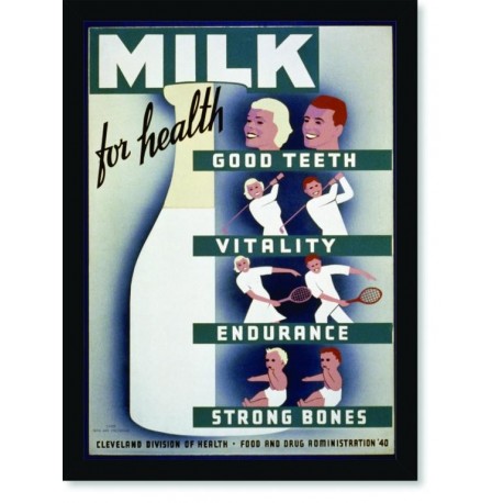 Quadro Poster Propaganda Bebidas Milk for Health