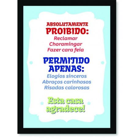 Quadro Poster Frase Absolutamente Proibido