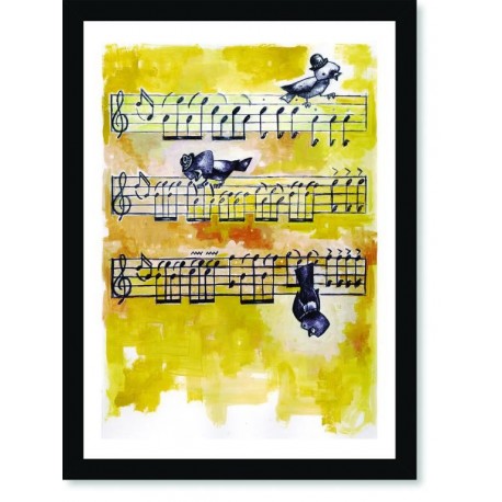 Quadro Poster Pop Art Passaros Musicais