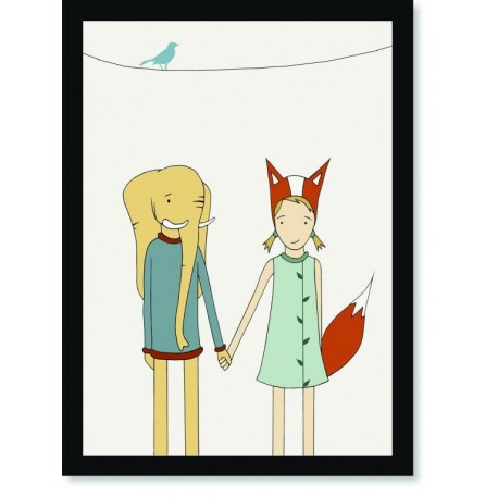 Quadro Poster Pop Art Raposa e o Elefante