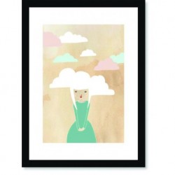 Quadro Poster Pop Art Menina Cabelo de Nuvens