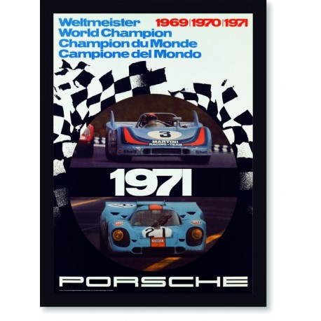 Quadro Poster Carros Porsche Weltmeister 1971