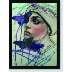 Quadro Poster Pop Art Pintura Mulher Borboletas