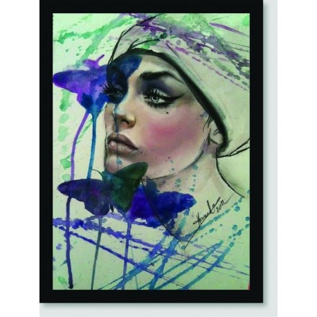 Quadro Poster Pop Art Pintura Mulher Borboletas