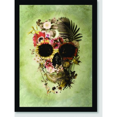 Quadro Poster Pop Art Caveira Flores