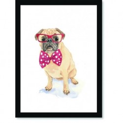 Quadro Poster Pop Art Buldog Gravata Vermelha