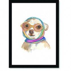 Quadro Poster Pop Art Cachorro lenço