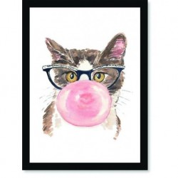 Quadro Poster Pop Art Gato Chiclete