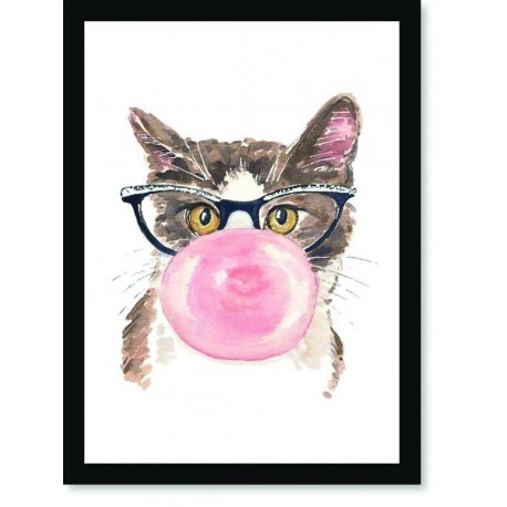 Quadro Poster Pop Art Gato Chiclete