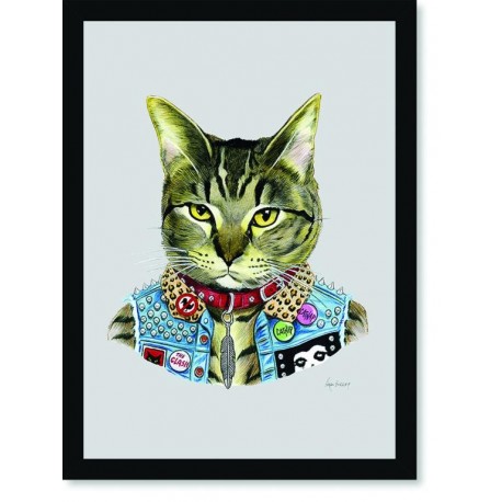 Quadro Poster Pop Art Gato motoqueiro