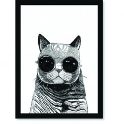 Quadro Poster Pop Art Gato Oculos Grande