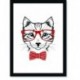 Quadro Poster Pop Art Gato Oculos Vermelho