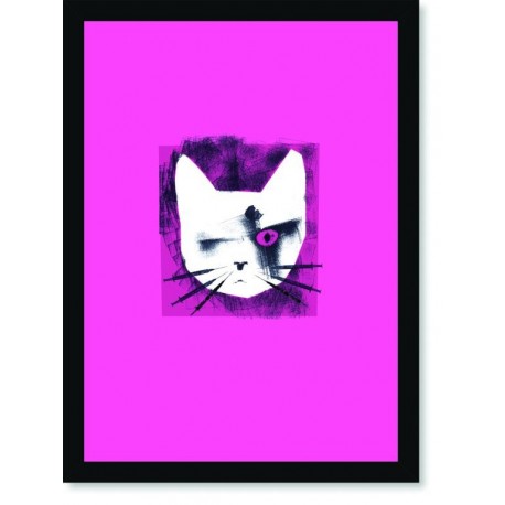 Quadro Poster Pop Art Gato Pink